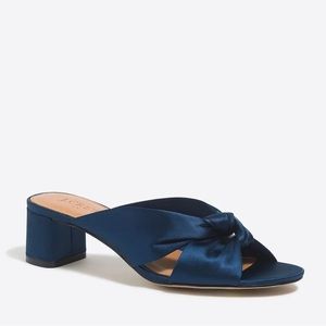 NWT J.Crew Satin Knotted Block-heel Mule Slides in Blue
